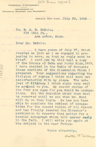 Letter from the United States Census Office to W. E. B. Du Bois