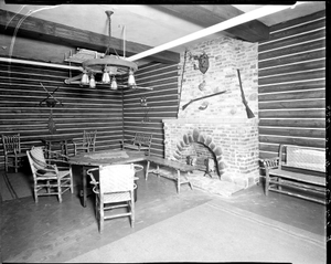 Y.M.C.A. sitting room with brick fireplace : acetate film photonegative