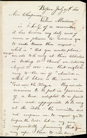 Letter to] Mrs. Chapman, Dear Madam [manuscript