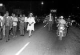 Marchers on a street in downtown Montgomery, Alabama, during a civil rights demonstration.