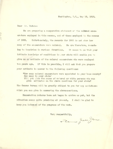 Letter from the United States Census Office to W. E. B. Du Bois