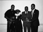 Penny Ford posing with Rodney Saulsberry and Bene Coleman at the Pied Piper Club, Los Angeles, 1984