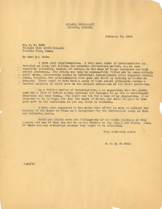 Letter from W. E. B. Du Bois to Prairie View State Normal and Industrial College