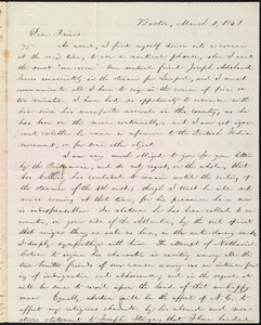 Letter from William Lloyd Garrison, Boston, [Mass.], to Elizabeth Pease Nichol, March 1, 1841