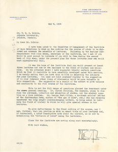 Letter from Charles S. Johnson to W. E. B. Du Bois