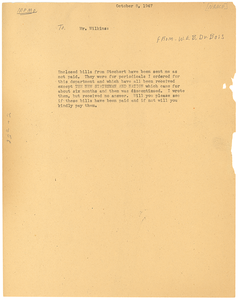 Memorandum from W. E. B. Du Bois to Roy Wilkins