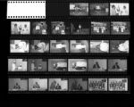 Set of negatives by Clinton Wright including Doolittle dancers, Women's Demonstration West, Lodge at Mongomer's Bethel, and Sawyer at Golden West, 1966