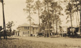 Gathering at an African American school building in rural Conecuh County, Alabama.