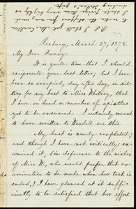 Letter from William Lloyd Garrison, Roxbury, [Mass.], to Fanny Garrison Villard, March 27, 1878