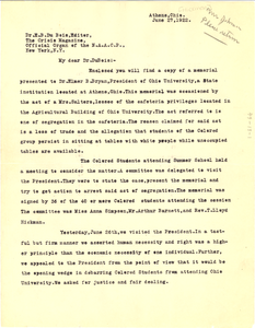 Letter from T. Lloyd Hickman to W. E. B. Du Bois