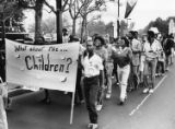 Students protesting teachers strike march on the Parkway