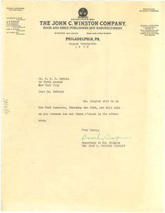 Letter from John C. Winston Company to W. E. B. Du Bois