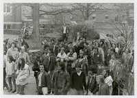 Black student solidarity protest in Wilbur Cross Library