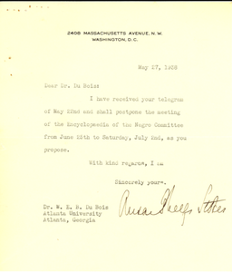 Letter from Phelps-Stokes Fund to W. E. B. Du Bois