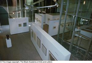 Photograph of the exhibit hall from an African gallery wall