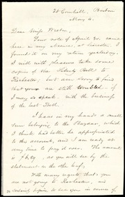 Letter to] Dear Miss Weston [manuscript