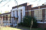 Montgomery High School: view of the front entrance with both light fixtures visible