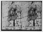 War views of Neby Samuel (Mizpah). Unexploded bomb in the Crusader wall of the mosque