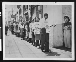 Retail employees picket during strike at Lucky, circa 1941/1950, Los Angeles