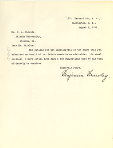 Letter from Benjamin Brawley to W. A. Shields