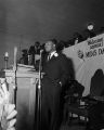 Martin Luther King Jr. speaking at the annual Men's Day celebration at New Pilgrim Baptist Church in Birmingham, Alabama.