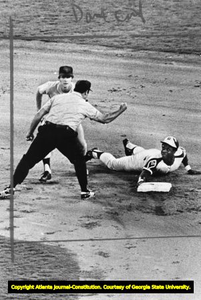 Atlanta Braves' Ralph Garr safe at second, 1972