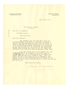 Letter from Arthur Spingarn to W. E. B. Du Bois