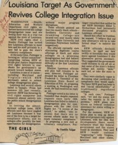 Louisiana Target as Government Revives College Integration Issue, March 1971