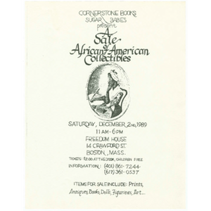 Flier announcing the sale of African American collectibles