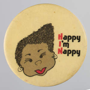 Pinback button saying Happy I'm Nappy