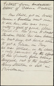 Extract from undated letter of Debora[h] Weston [manuscript]