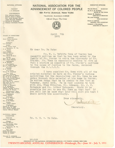 Letter from Walter White to W. E. B. Du Bois