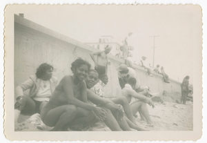 Digital image of Taylor family members on the beach on Martha's Vineyard