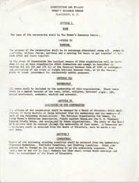 Constitution and By-Laws, Women's Resource Center, Charleston, S. C.