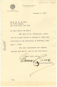 Letter from Emmett J. Scott to W. E. B. Du Bois