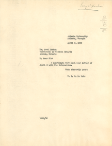 Letter from W. E. B. Du Bois to University of Western Ontario