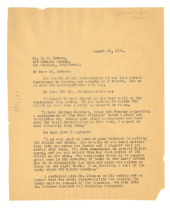 Letter from W. E. B. Du Bois to NAACP, Los Angeles Branch