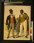 [Two performers in blackface, facing each other, one in tuxedo, other in suit]