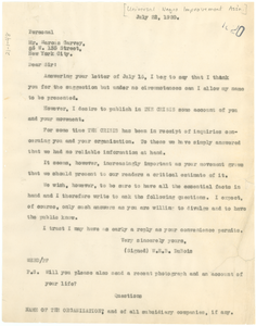 Letter from W. E. B. Du Bois to Marcus Garvey