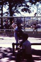 Playground fenceline bench view