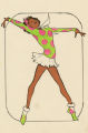 Thumbnail for Costume design drawing, showgirl in pink and green polka dots, Las Vegas, June 5, 1980