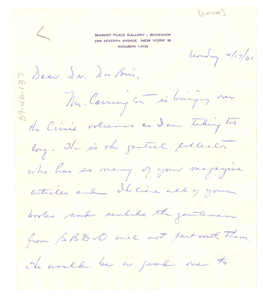 Letter from Ramona Lowe to W. E. B. Du Bois