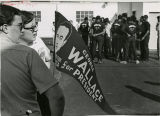 Protestors waiting for Nixon