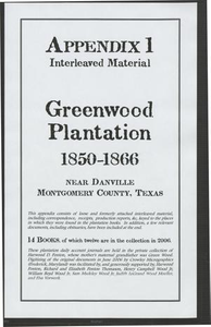 Greenwood Plantation Accounts: Appendix 1, Interleaved Material