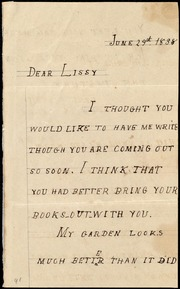 Letter to] Dear Lissy [manuscript