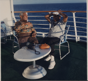 Dizzy Gillespie and Benny Carter aboard SS Norway: color photoprint