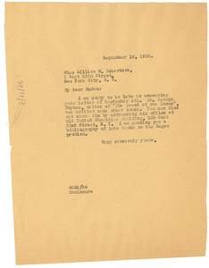 Letter from W. E. B. Du Bois to Lillian Robertson