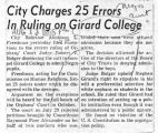 City charges 25 errors in ruling on Girard College