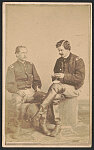 [Adjutant Harrison J.O. Walker of Co. C, 1st Connecticut Cavalry Regiment and Captain Joseph Backus of Co. C and Co. K, 1st Connecticut Cavalry Regiment, reading letter, in uniform]