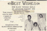 Clipping, Good luck card to Jennifer Walters in the Miss Black Teenage World of Las Vegas Pageant from the Black Media Association of Nevada, 1976